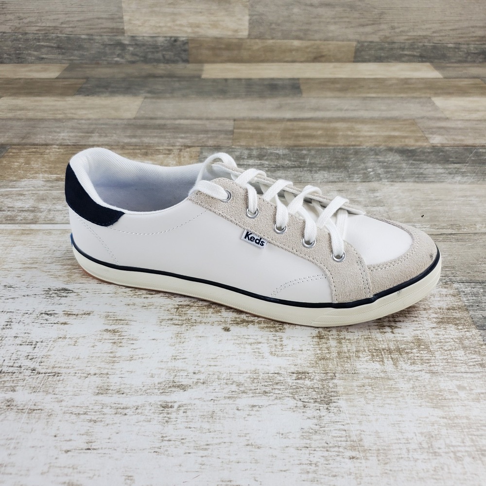 Keds Center III Womens Loafers Sz 8.5 M Snow White Navy Blaz Leather Sneakers